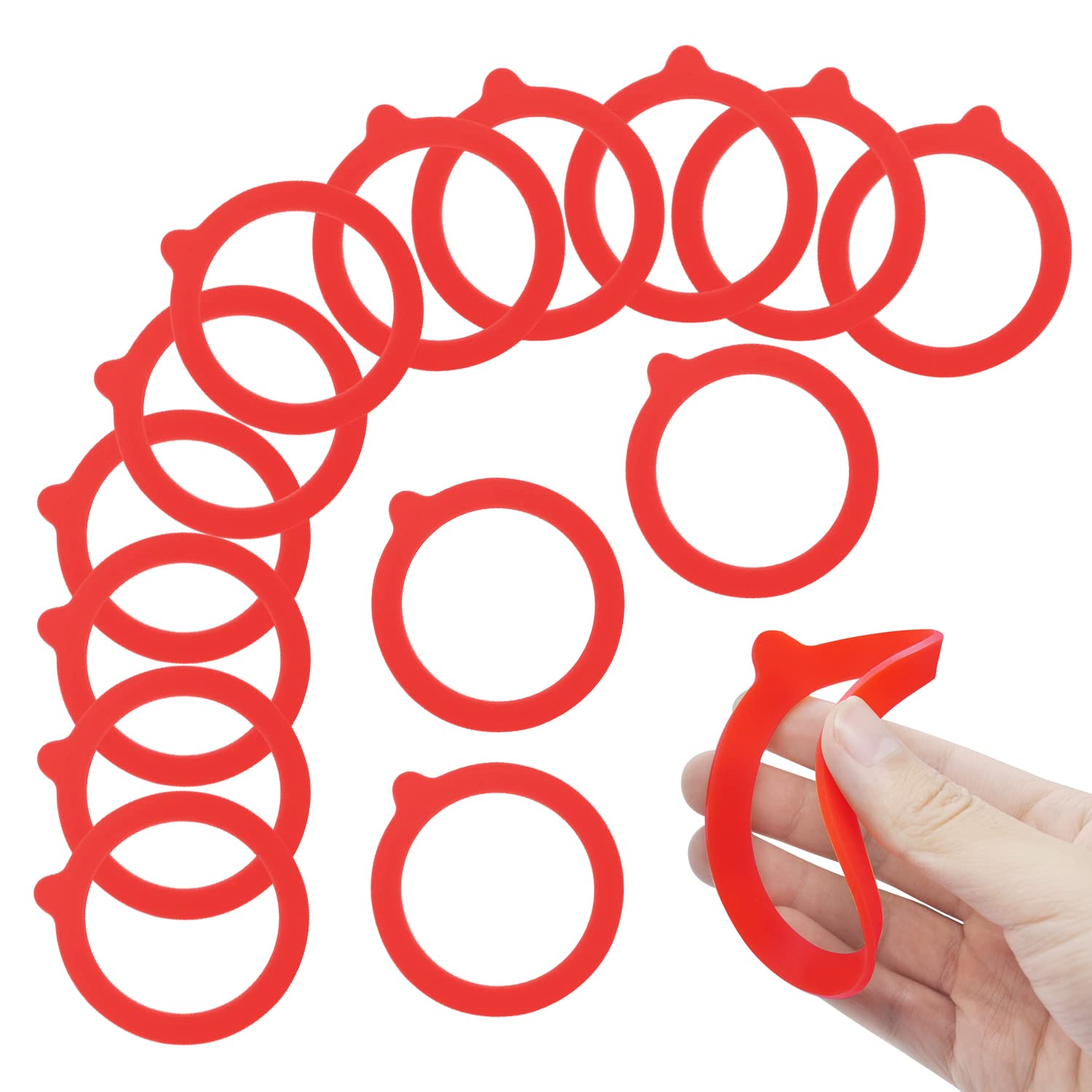 12 Pieces Rubber Seals for Glass Jars, Airtight Silicone Mason Jar Gaskets, Leakproof Silicone Replacement Gaskets for Storage Jars, Elastic and Fits Most Sizes (Red)