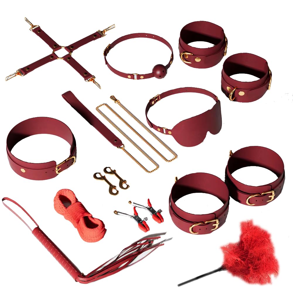 Amazon.com: LOHIYOO Leather Restraint Sex Kit with Leather Bag 12Pcs BDSM  Bondage Sex Toys Set with Sex Whip Adjustable Handcuffs Ankle Cuffs SM Adult  Leather Bondage Kit Beginner Sex Toy Bondage for
