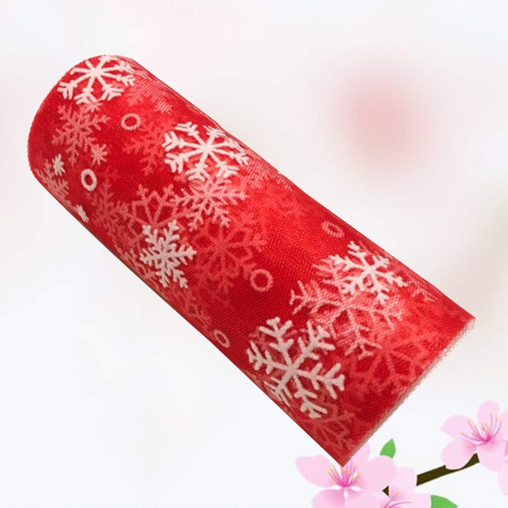 EXCEART Fiocchi di Neve Natalizi Rotoli di Tulle Poliestere Glitter Fiocco di Neve Garza Artigianale per Confezione Regalo Fai da Te Bomboniera Decorazione Natalizia (Rosso 15 Cm)