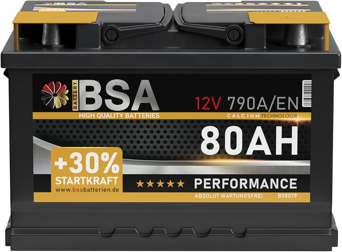 BSA Autobatterie 80AH 12V Batterie 790A/EN +30% Startleistung ersetzt 70Ah 72Ah 74Ah 75Ah 77Ah