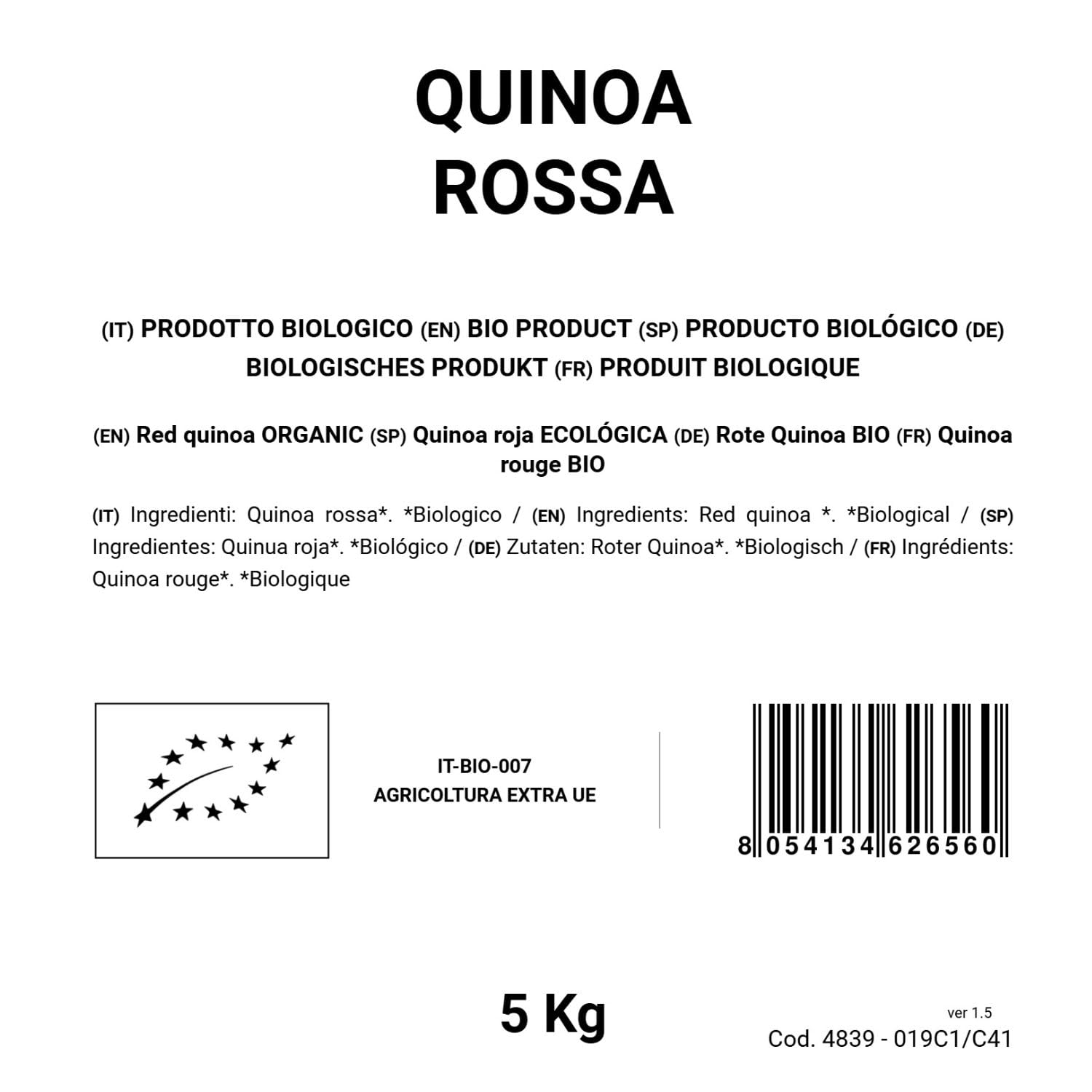 BONGIOVANNI FARINE E BONTA' NATURALI Quinoa rossa 5Kg BIO