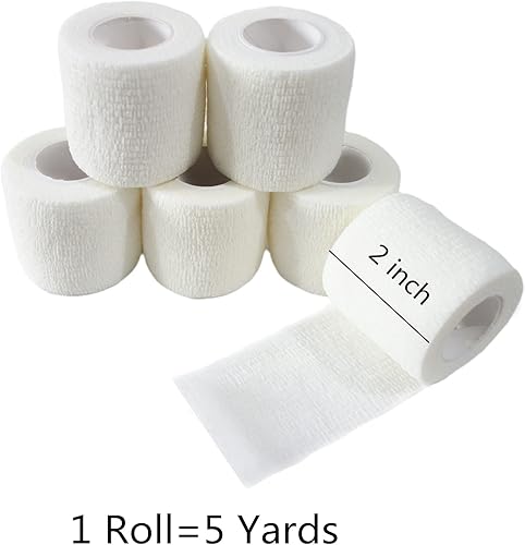 Miniatura 9 de Transun Moo Paquete de 6 vendajes autoadhesivos de 2 pulgadas x 5 yardas, envoltura transpirable y cohesiva para mascotas, cinta elástica