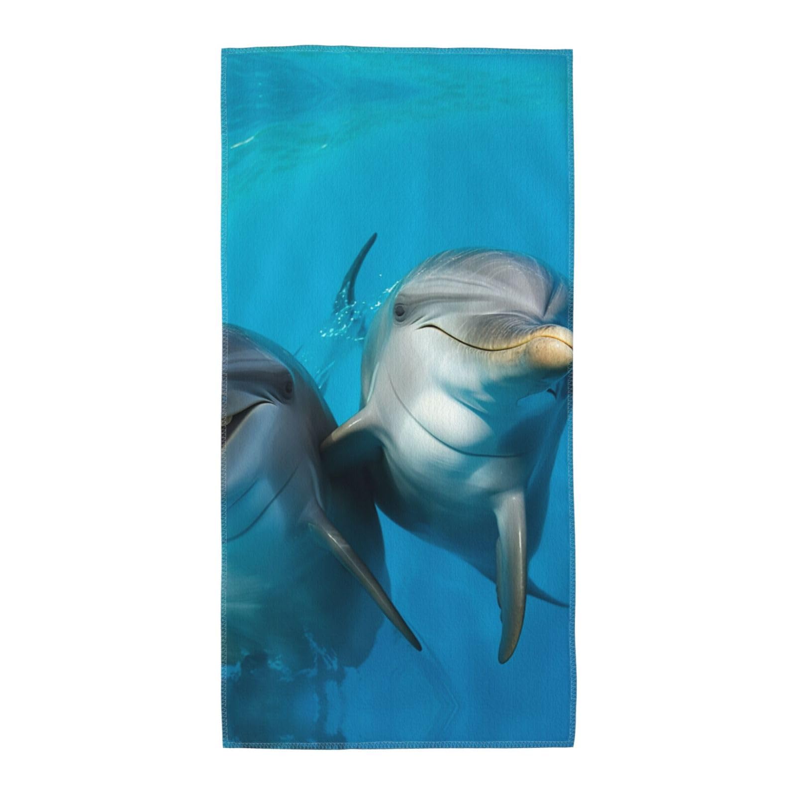 FekiLoot Absorbent Hand Towels 13.8"X27.5" Decorative Bathroom Towel Soft Microfiber Face Towel Smiling Face Dolphins Dish Kitchen Towels for Bathroom Kitchen Hotel Spa Bath Towels