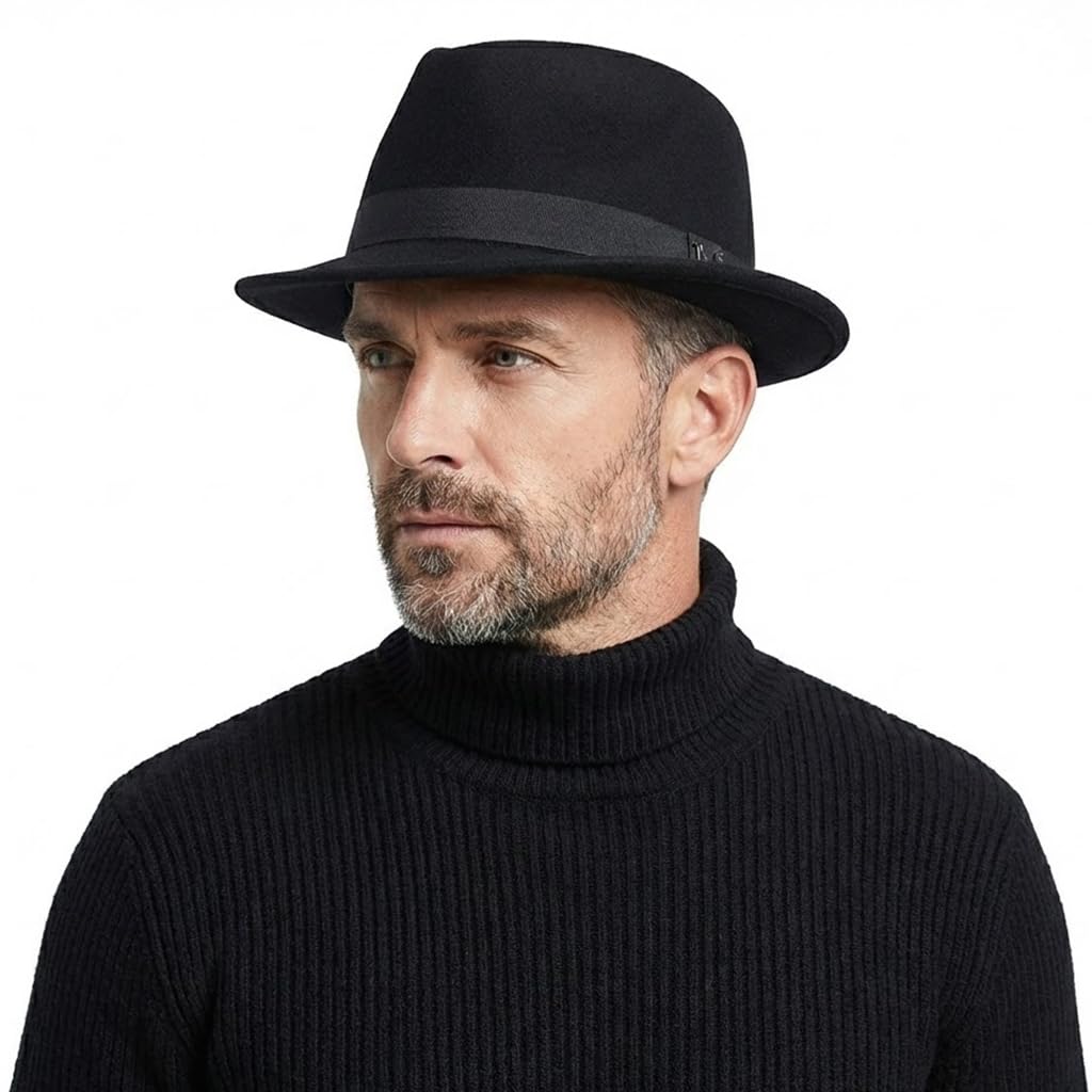FREEBIRD99 Chapeau Fedora Panama 100 % feutre de laine à bord court pour homme et femme