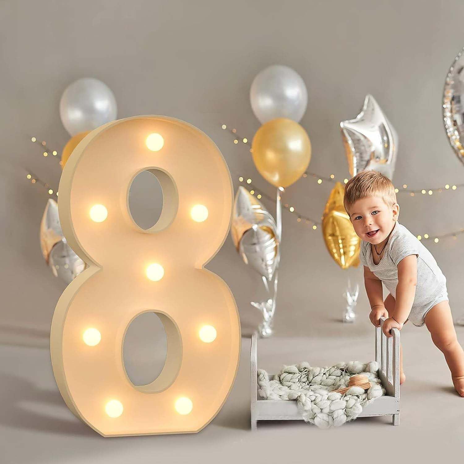 AAIRRA Wedding Decor 4FT Marquee Light Up Letters Large Marquee Letters LED Letter Lights Sign for Home Party Bar Wedding Festival Birthday Decorations Xmas Gifts Decoration,8,120CM