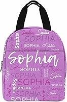 Vista 24 de InterestPrint Bolsa de almuerzo personalizada con nombre, lonchera de mariposa rosa degradada, regalo personalizado para nieta, nieto, sobrino