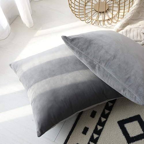 Vista 93 de Juego de 2 fundas de almohada de terciopelo para sofá y cama, 18 x 18 pulgadas, color verde azulado