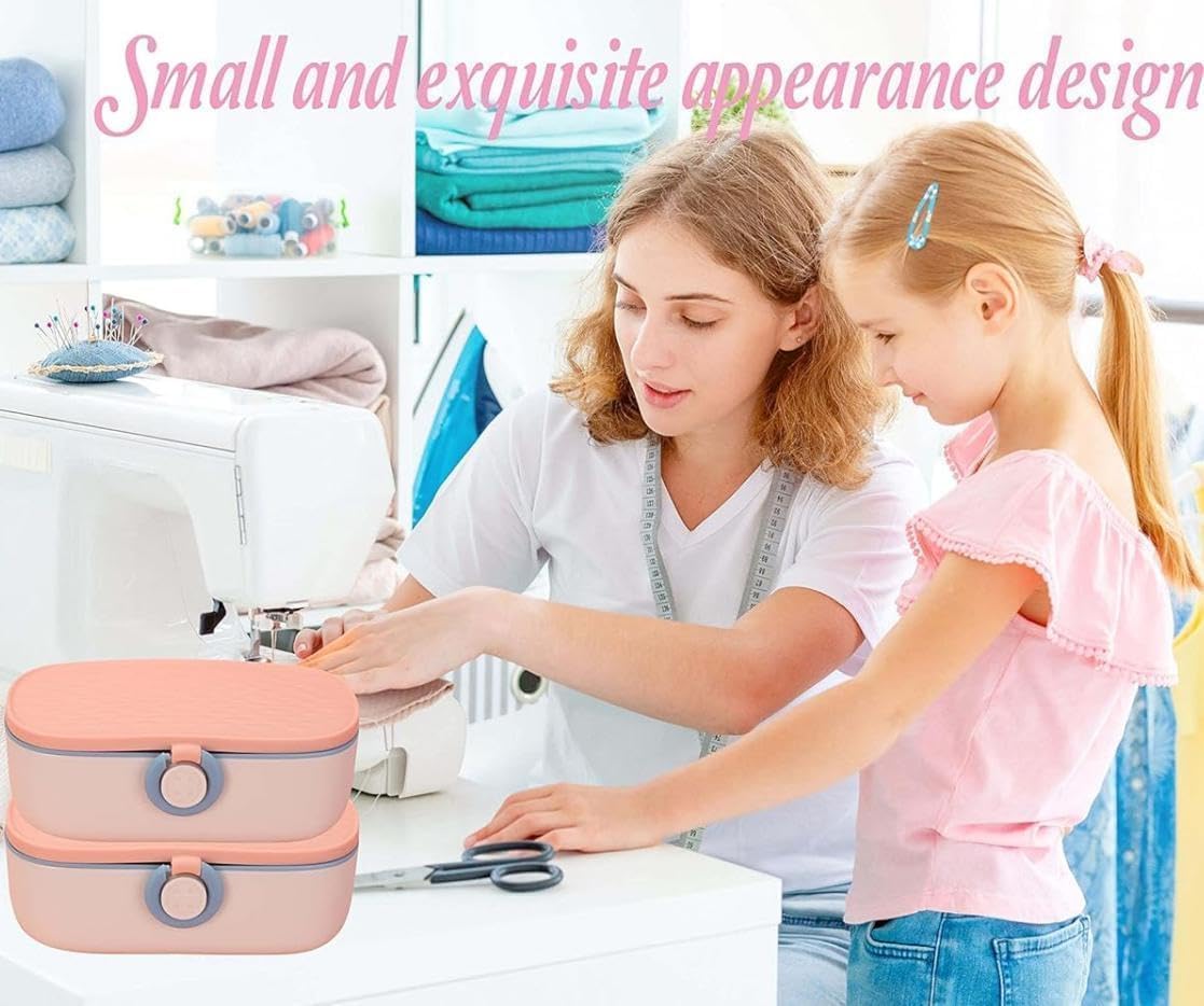 Sewing Kit with Case, Portable Sewing Box Organizer, Needle and Thread Kit with 20 Color Threads, Self Threading Needles, Scissors, Tape Measure, Buttons, Safety Pins for Adults, Travel, Home