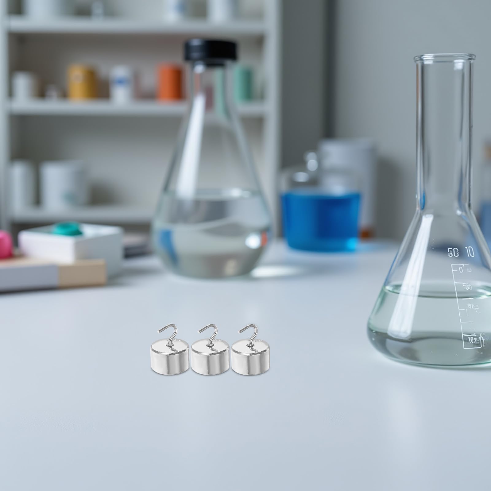 SHINEOFI Set di Pesi da Laboratorio Gancio 50 Pezzi 20 G Ciascuno in Ferro Cromato per Esperimenti di Fisica, Materiale Didattico per Laboratori Scientifici e Attività Educative
