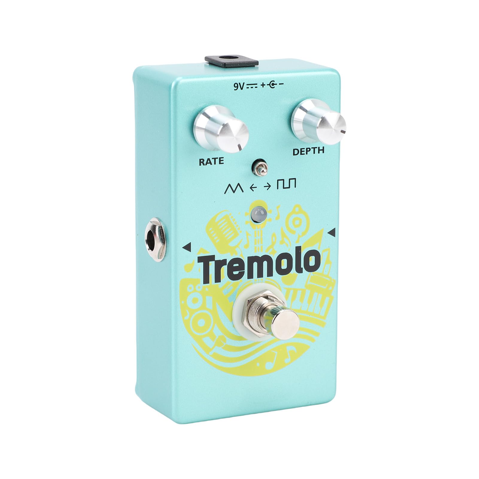 Sxhlseller Pedal de Trémolo Control de Forma de Onda Vintage para Guitarra Eléctrica, Modulación de Fase de Interruptor LFO, Bypass Verdadero para Guitarristas, Aleación de Zinc Verde 2,4 X 1,3 X 4,