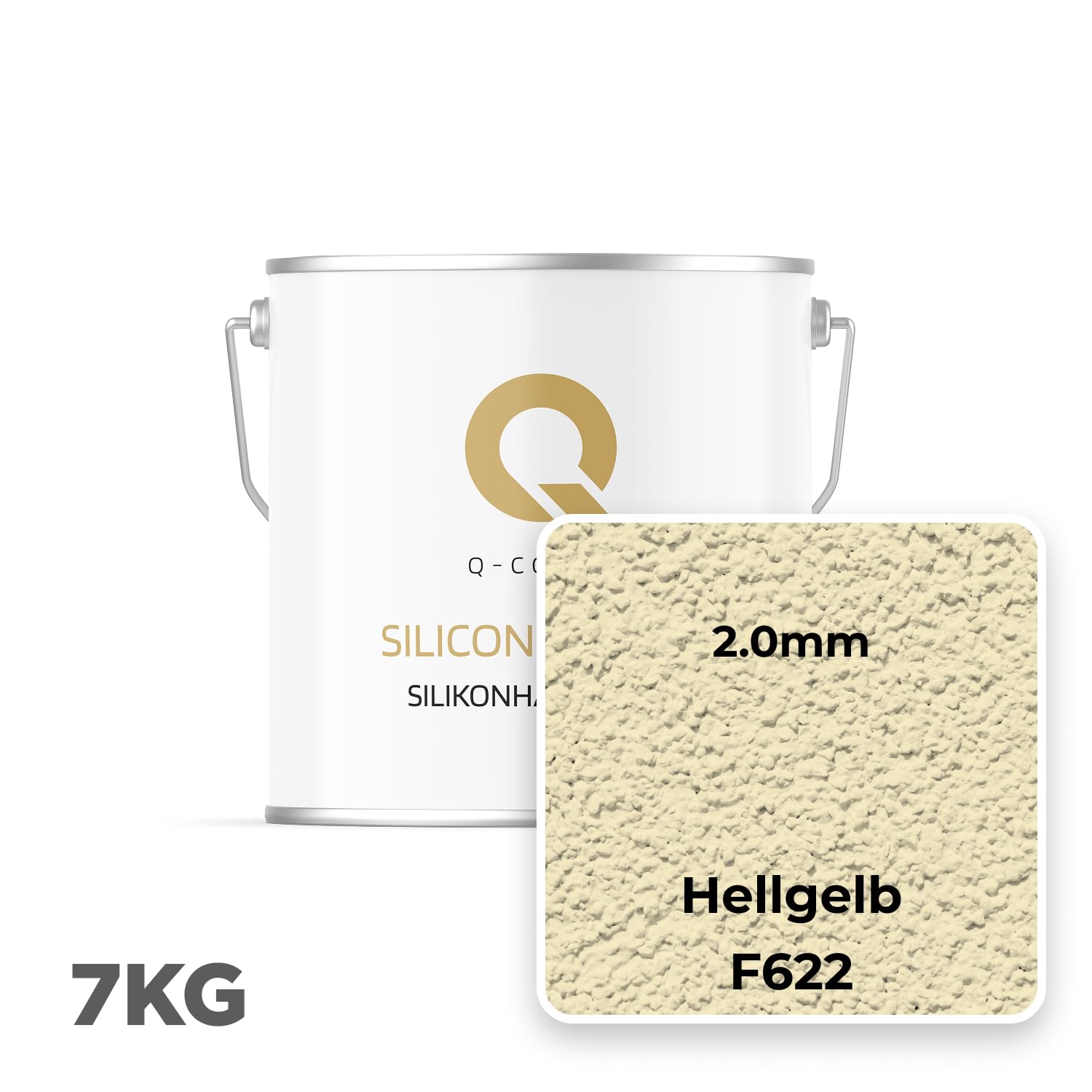 Silikonharz-Putz Hellgelb F622 7 kg, 2,00 mm – Kratzputz, Außenputz, Strukturputz, Fassadenputz, Wasserabweisend, Selbstreinigung