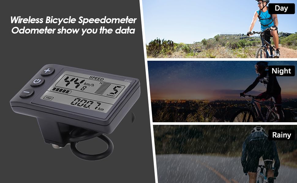 Acouto Compteurs de Vitesse, Vélo électrique S866 Affichage LCD Compteur 24V 36V 48V Panneau de Commande avec Prise étanche