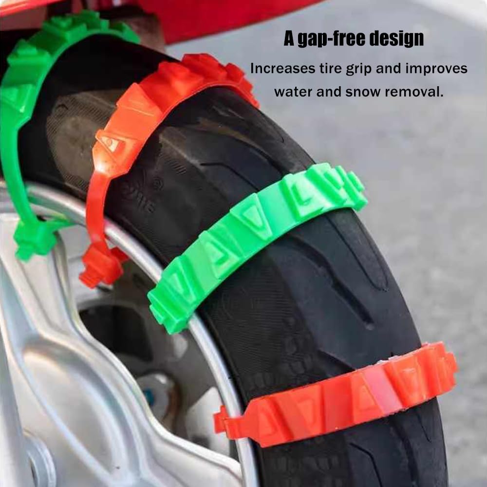 Snow Chains Motorcycles for Energica Launch Edition Adjustable Anti Skid Tire Chains Reusable Wheel Chains Emergency Snow Cable Belts,10Pcs-Green