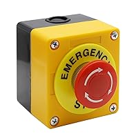 Vista 3 de Estación de botón, 660 V 10 A, 2 posiciones, 1NO 1NC, interruptor de botón de parada de emergencia momentánea, 1.575 in, tapa de hongo rojo, 2