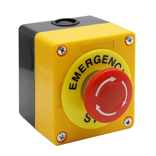 Miniatura 3 de Estación de botón, 660 V 10 A, 2 posiciones, 1NO 1NC, interruptor de botón de parada de emergencia momentánea, 1.575 in, tapa de hongo rojo, 2