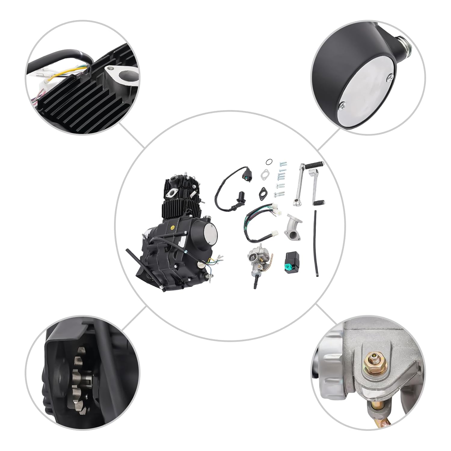 110CC Engine Motor Kit, 4 Speed Kick Start Engine Kit 110CC Engine Motor with CDI Ignition System for HondaCRF50 CRF70 XR50 XR70 Z50 Z50R, 428-14T