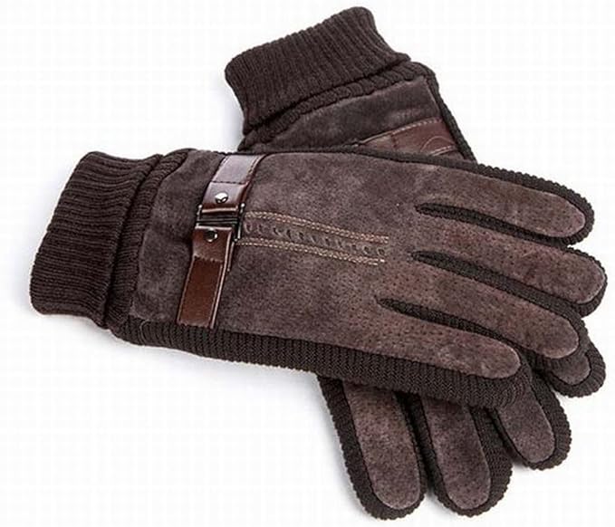 Amazon Co Jp メンズ スキングローブ ピッグスエード 手袋 レザー アウトドア 裏起毛 本革 防寒 滑り止め 暖かい 冬 D ファッション