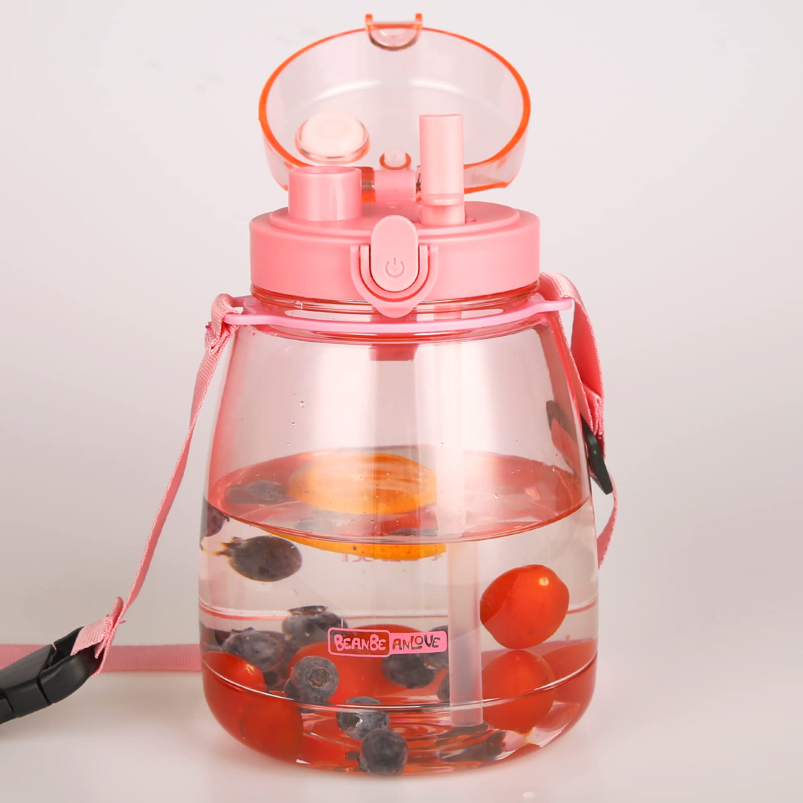 Wasserflasche mit Strohhalm 1275 ml rosa Kawaii ästhetische Wasserflasche für Frauen niedliche Wasserflaschen mit zwei Möglichkeiten Wasser zu trinken geeignet für Reisen lange Distanzen