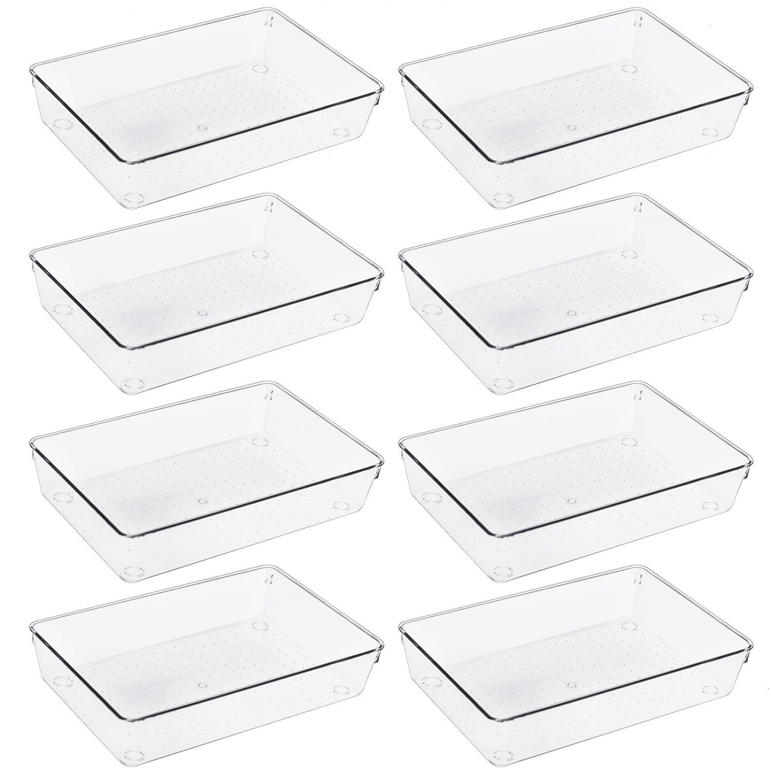 Pomeat 8 Pack Clear Plastic Drawer Organizer Kitchen Drawer Organizer Bins Stackable Bathroom Drawer Organizers Large Size Clear Drawer Organizers Makeup Drawer Organizer for Makeup Kitchen Bathroom