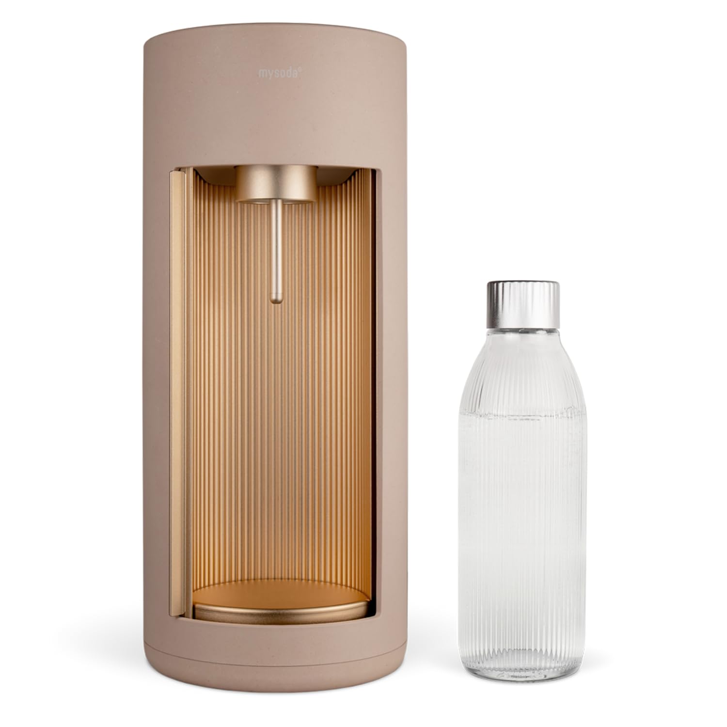 Mysoda Glassy - Gasatore d’acqua per l’acqua frizzante con bottiglia in vetro (senza bombola di CO2) - Beige (latte)
