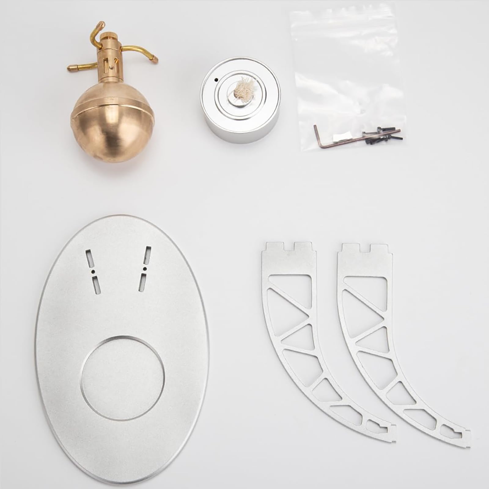 Generisch Heros Dampfmaschinenmodell mit Kessel-Kit, DIY antikes Äolipil-Ingenieurmaschinenmodell, das funktioniert, Physik-Wissenschaftsset für Erwachsene,Silber