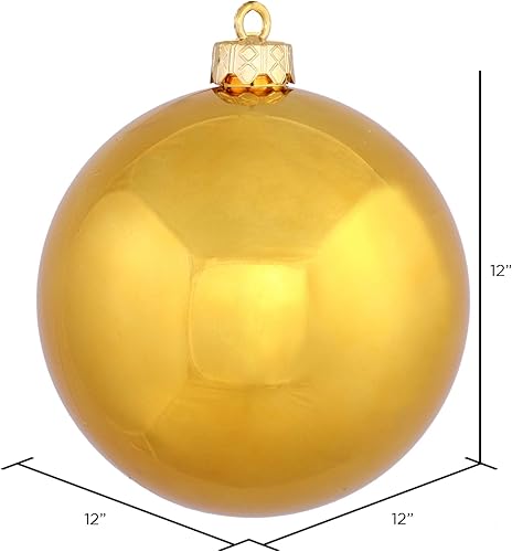 Vista 195 de Vickerman Adorno de bola de caramelo rojo de 12 pulgadas, inastillable y resistente a los rayos UV, confiable y listo para colgar, adornos rojos