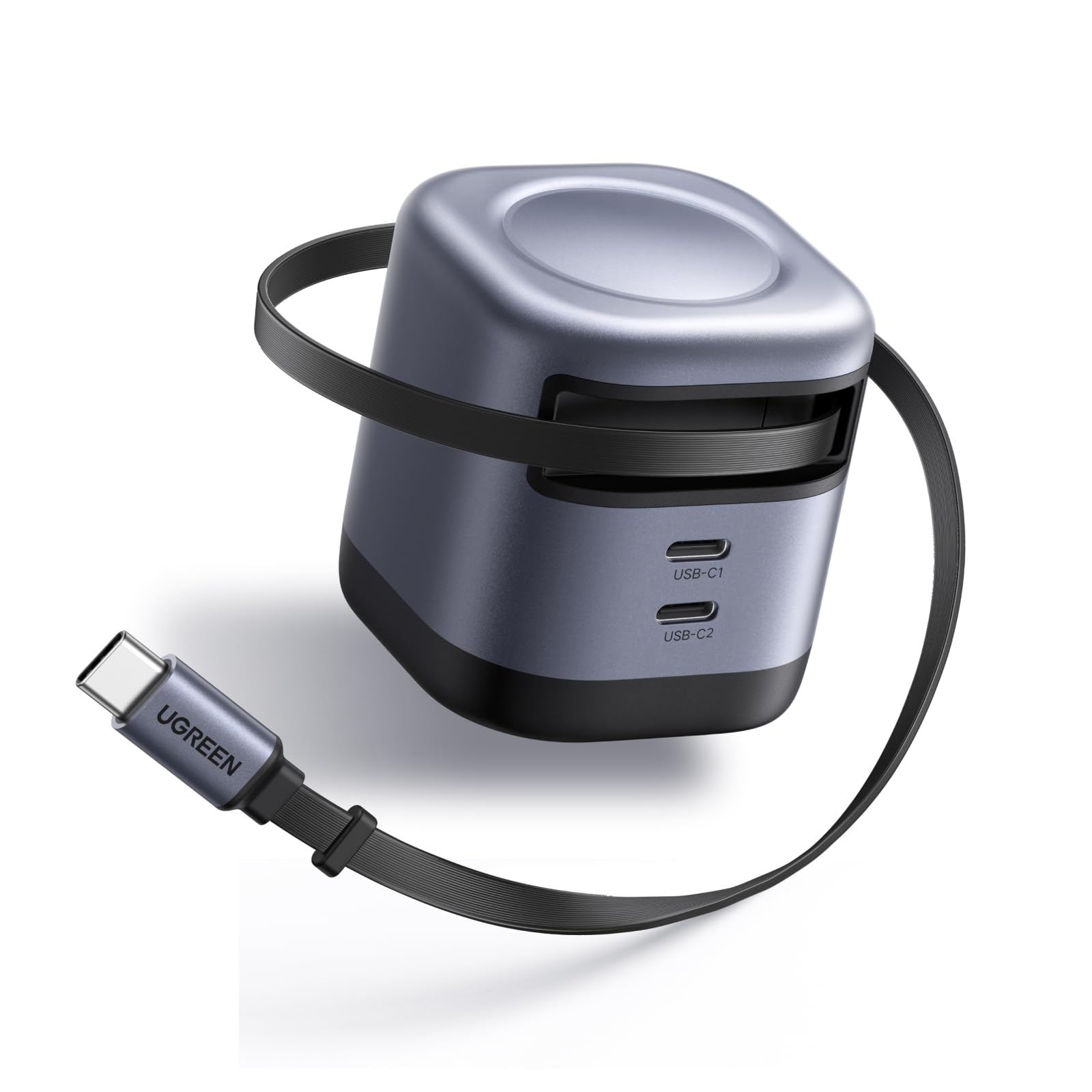 UGREEN Nexode Retractable 45W GaN Charger for iPhone 17, 3-Port USB C Fast Charger with 2.26ft Cable for iPhone 17/16/15/14/13 Series, Samsung Galaxy