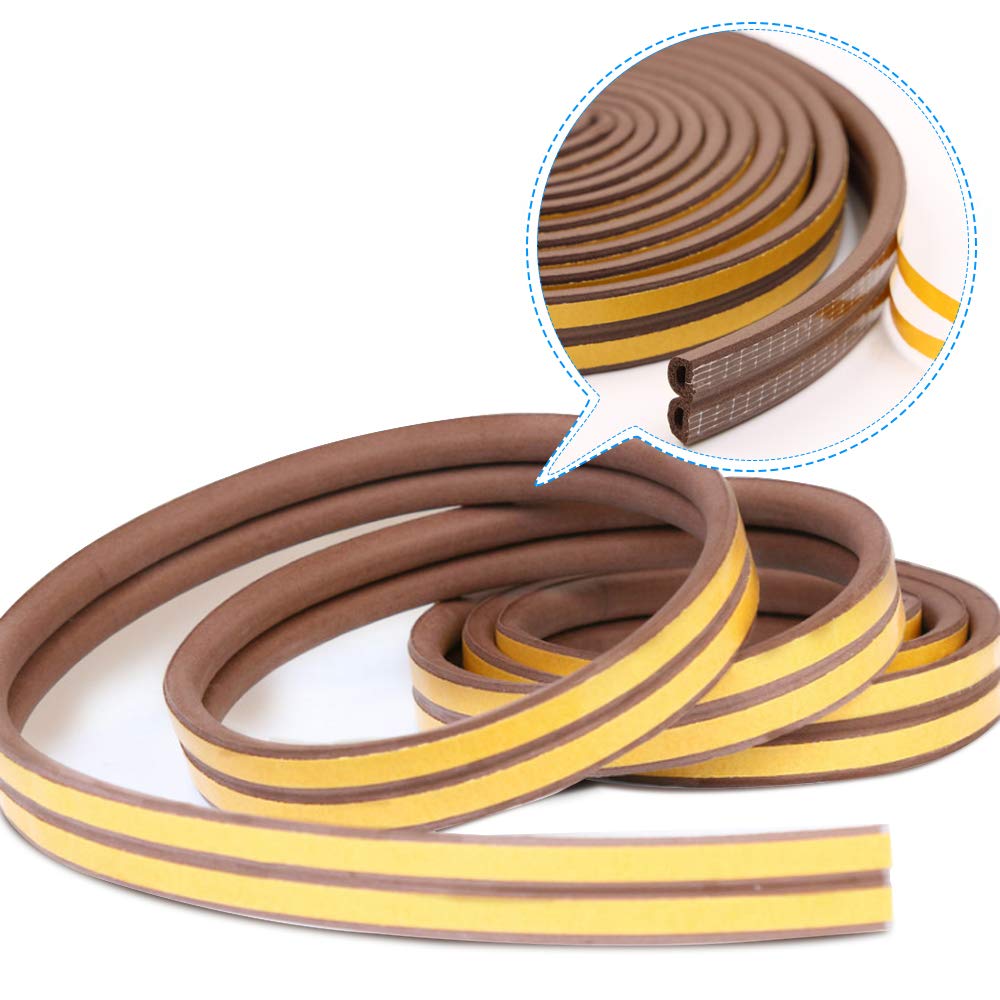 XEUYUTR Weather Stripping for Doors/Windows, Insulation Weatherproof Doors and Windows Soundproofing Seal Strip, Collision Avoidance Rubber Self-Adhesive Weatherstrip, 1 Pack(33 Feet Long, Brown)