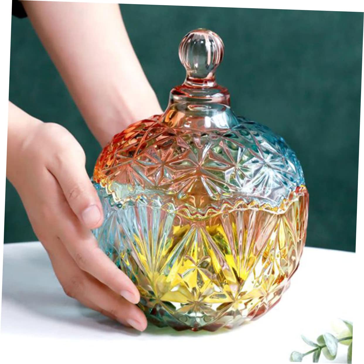 Amazon｜OUNONA 彩色糖果罐 透明ガラス製収納容器 蓋付き お菓子