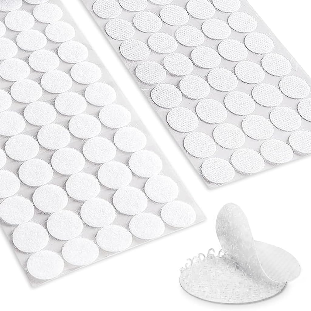 ZIBUYU® 100 Set Hook and Loop Dots, 2cm Dia Sticky Back Dots, Hook & Loop Fastener Tabs, Self-Adhesive Hook & Loop Circles for Classroom Setups, Securing Floor Mat or Signs, White-picture-38