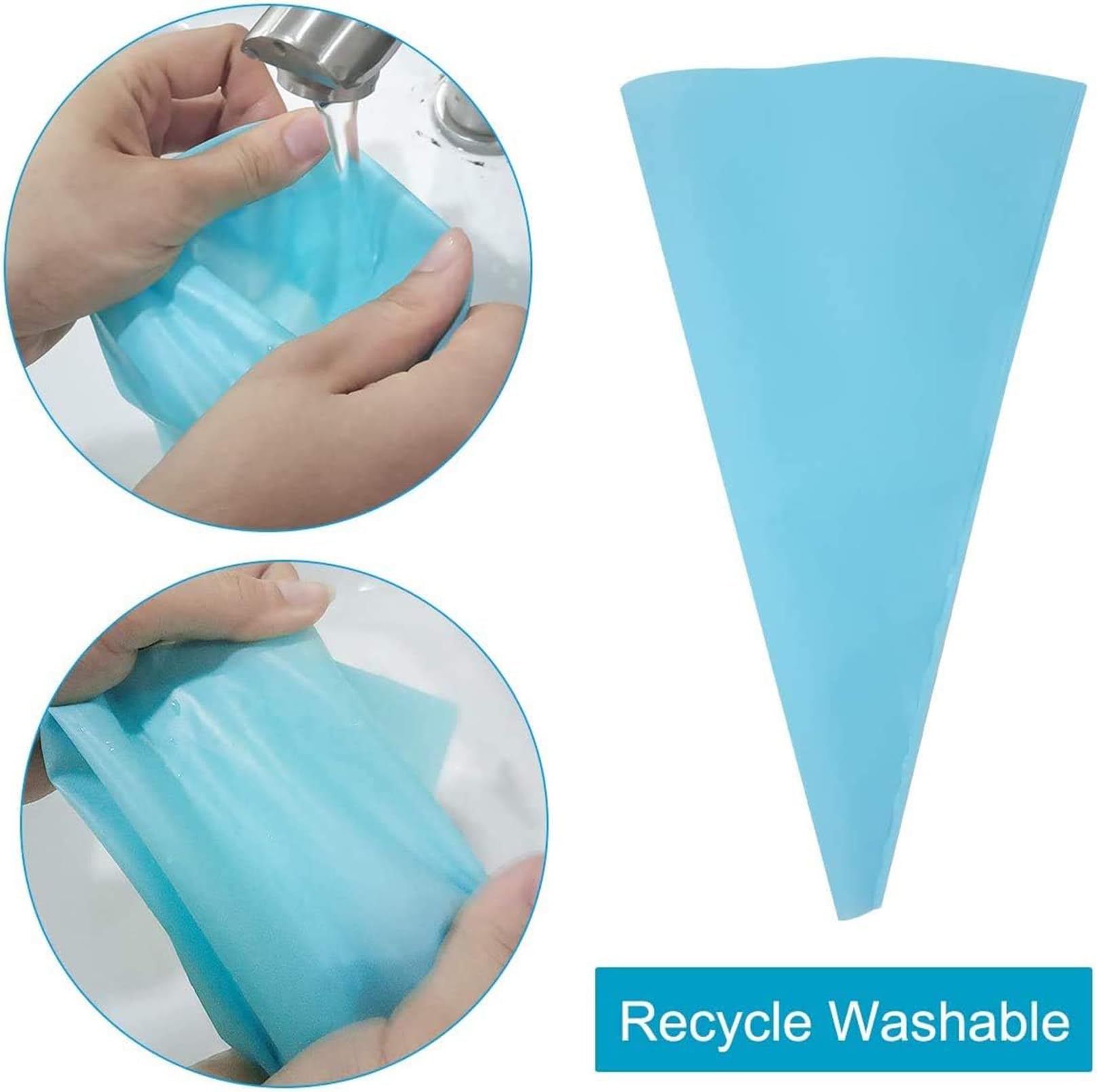 Bolsa de silicona para glaseado, bolsa de pastelería reutilizable y 20 boquillas de acero inoxidable, herramienta de decoración de pasteles (20 boquillas, 2 bolsas de pastelería para crema de glaseado 5