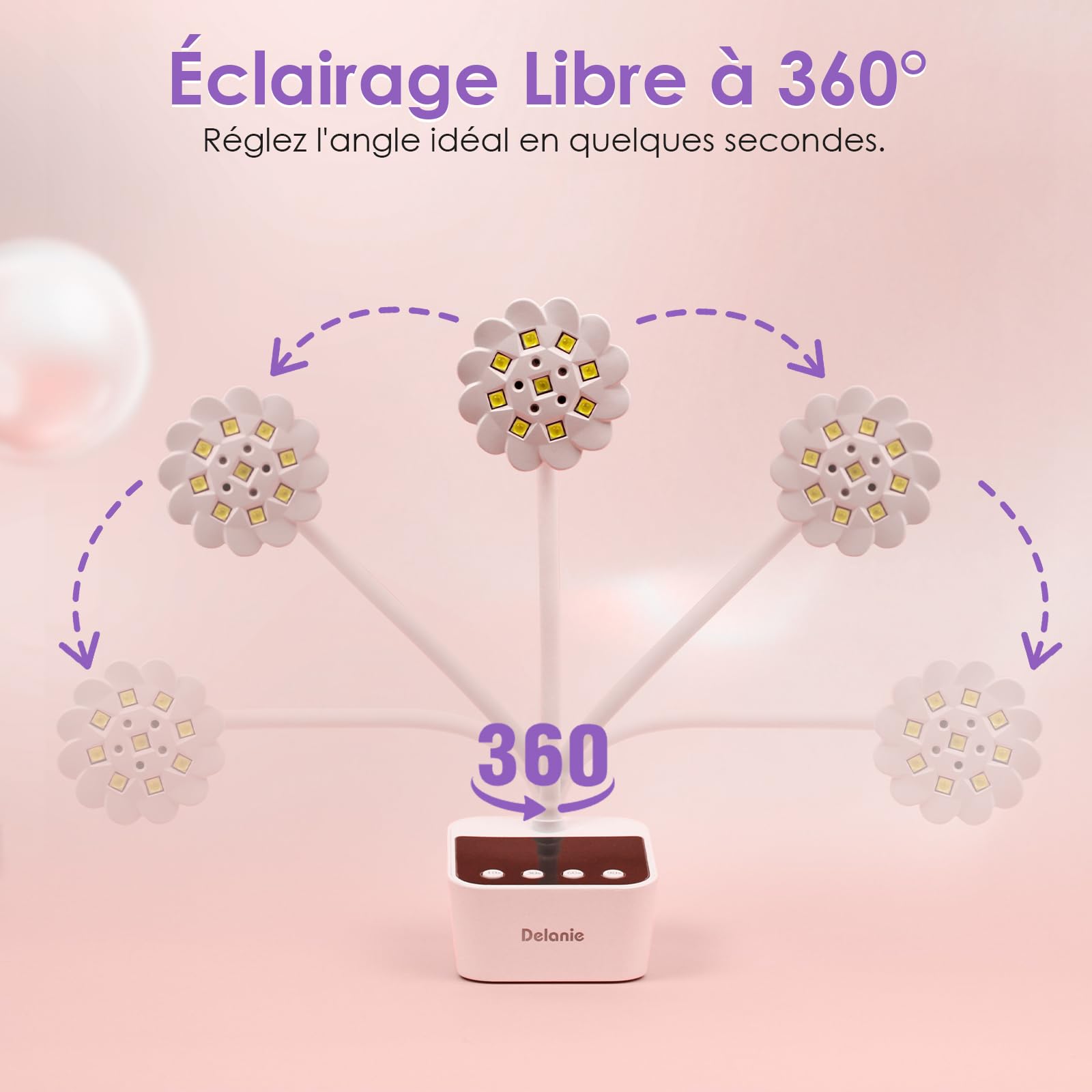 Delanie 35W Lampe UV Ongles Gel avec Capteur Automatique Intelligent & Écran LCD, Séchage Rapide 4 Minuterie de 10s/30s/60s/90s, Design Col de Cygne Flexible pour Manucure à Domicile et en Salon