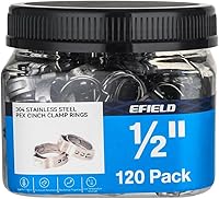 Vista 12 de Paquete de 50 anillos de abrazadera de cincho de 1 pulgada de acero inoxidable EFIELD para tubos de tubería PEX, (CLAMP013-60P)