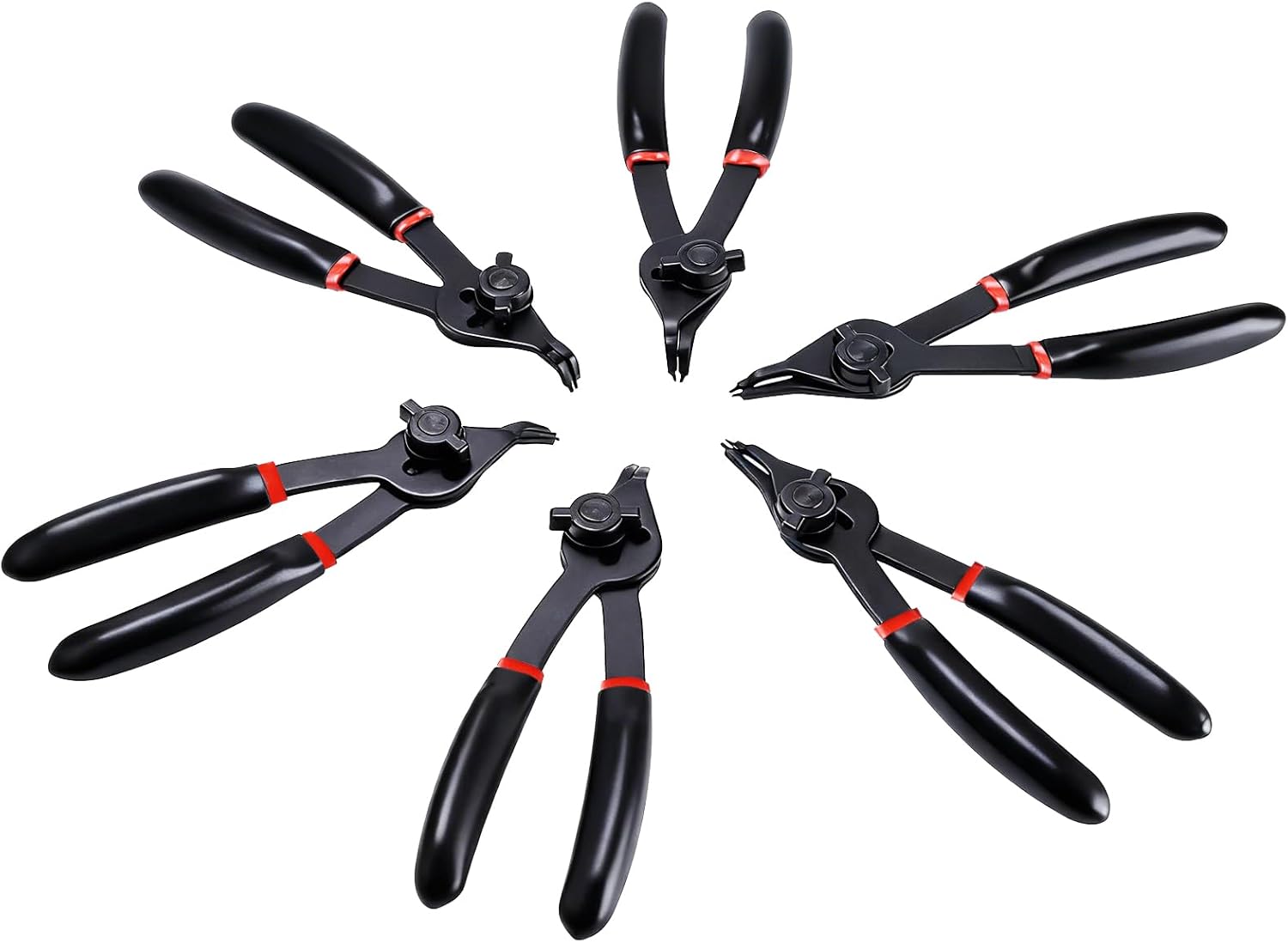 8MILELAKE 12pcs Snap Ring Plier Set, Internal & External Circlip Pliers Kit, Straight/Bent Jaw Tips for C-Clip Ring Remover