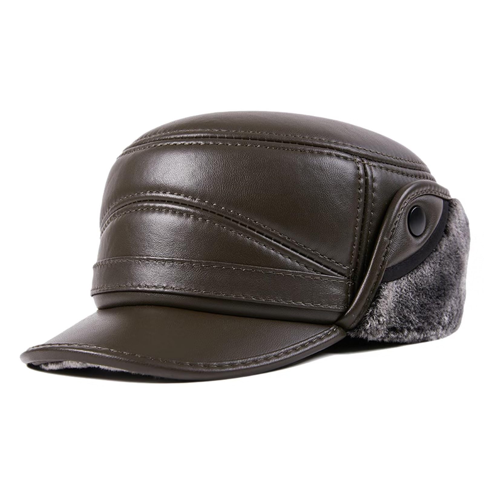 Cappelli Invernali con Visiera e Paraorecchie - Cappello Aviatore Foderato in Pelliccia Sintetica Berretto da Baseball Cappello da Trapper in Pelle