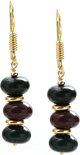 Miniatura 108 de Gempires - Aretes ligeros con cuentas hechas a mano, hipoalergénicos, chapados en oro, aretes colgantes para mujer