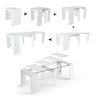 Dmora Consolle Allungabile Maclodio 90x237x76.6h cm Bianco 10 Posti Allungabile