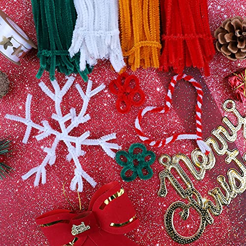 400 Pièces Chenilles Loisirs Creatifs de Noël,Cure Pipe Chenille Tiges de Fils Chenille Colorés Cure Pipes Cleaner Les Bâtons de Tiges de Chenille Comprennent Rouge,Vert,Blanc et Orange - Image 6