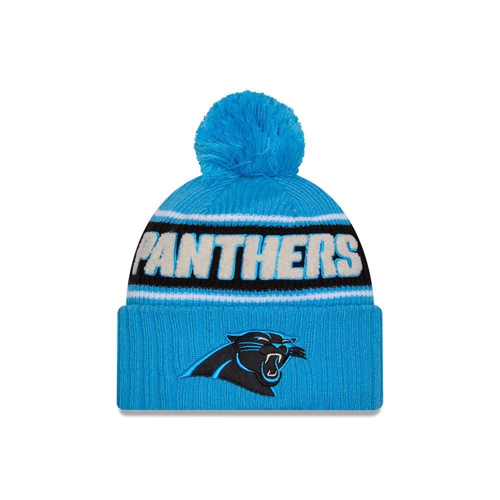 New Era Carolina Panthers NFL 2024 Sideline Sport Knit Blue Bobble Hat