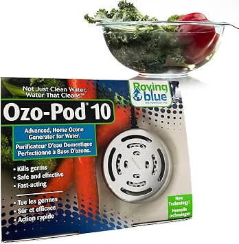 Roving Blue Ozo-Pod 10 - Home Ozone Water Purifier - Fruit and Vegetable Cleaner - Athletic Gear Deodorizer Odor Eliminator - Multi Purpose Ozone Generator For Home