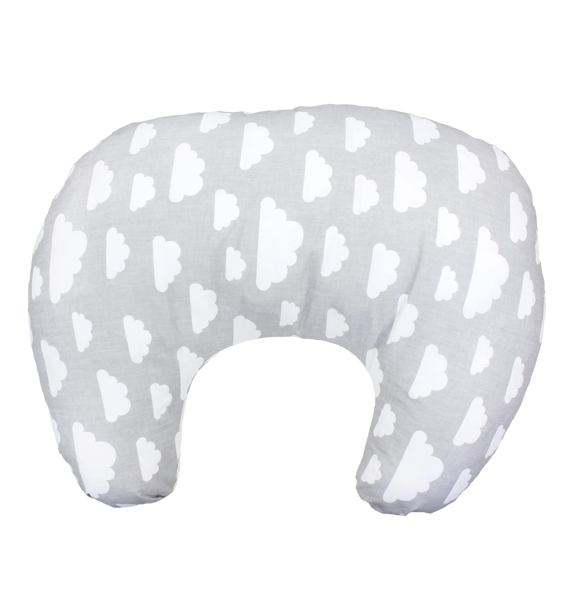 TupTam Baby Stillkissen Klein mit Baumwoll-Bezug, Farbe: Wolken Grau/Weiß - 3