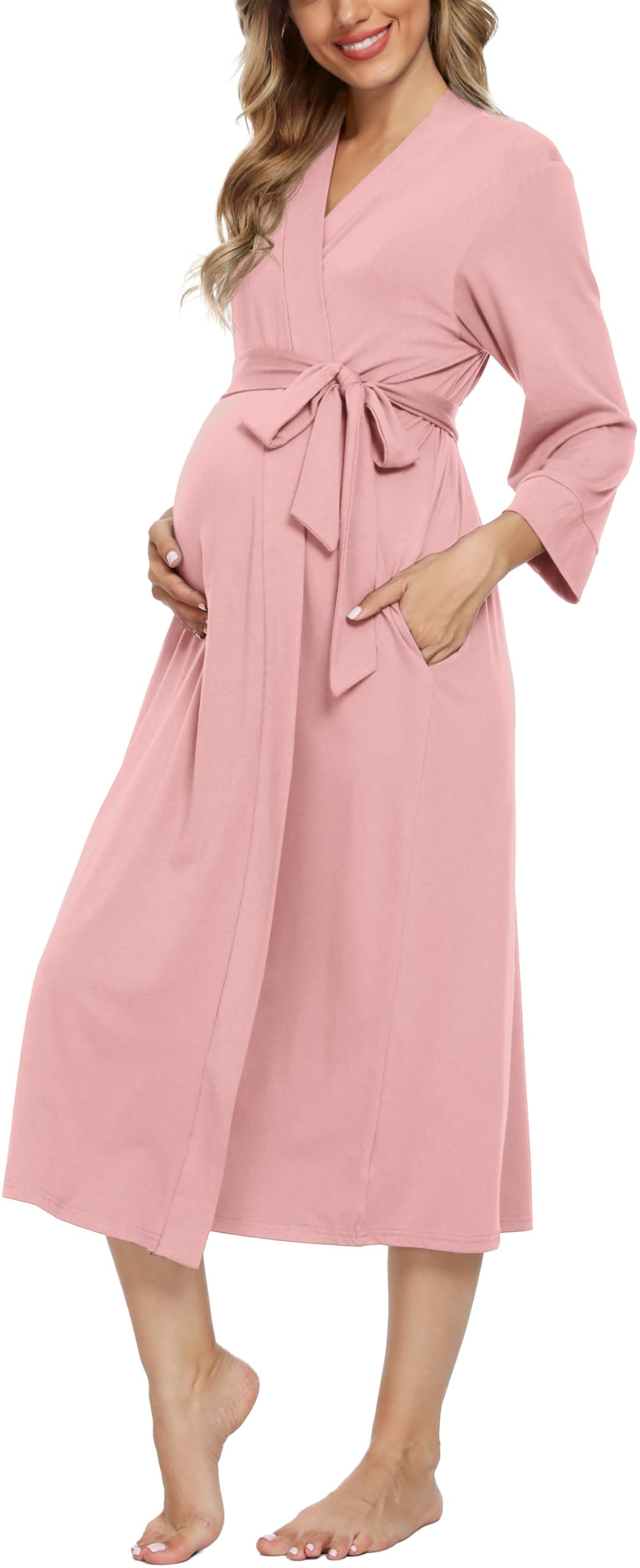 Xpenyo Womens Maternity Sleepwear Labor Delivery Nursing Hospital Nightgown Kimono Robes Long Pregnancy Loungewear