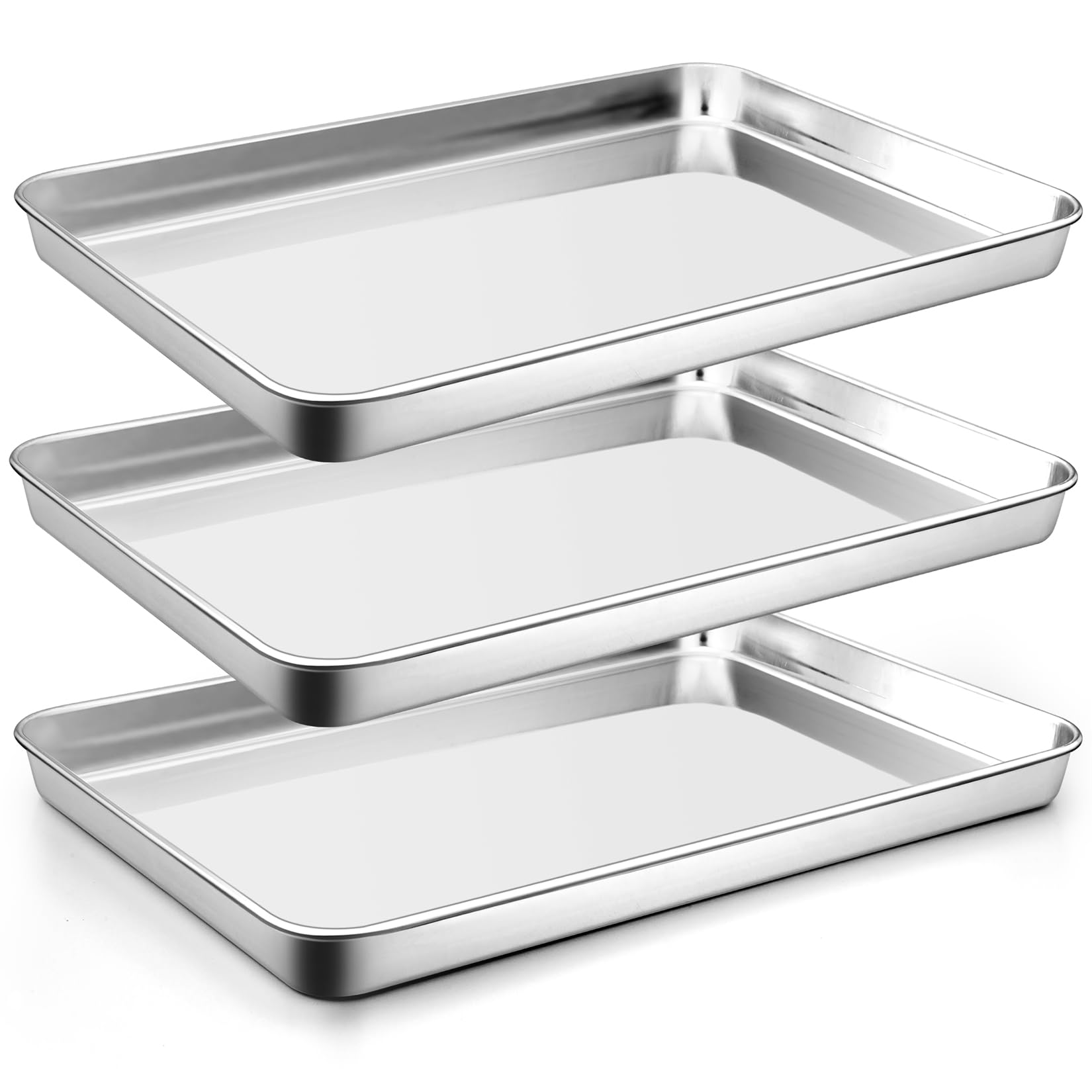 P&P CHEF Bandeja para hornear galletas de 16 pulgadas, bandeja de acero inoxidable para cocina, utensilios de horno para múltiples usos, aspecto brillante y apto para lavavajillas, saludable y