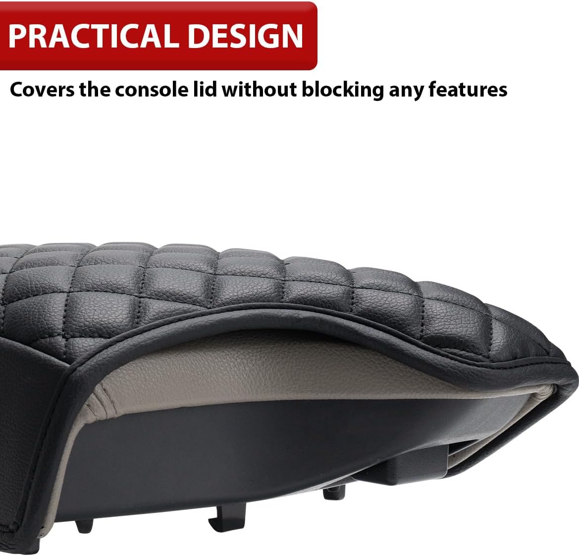 Center Console Armrest Cover for Ford Ranger 2019 2020 2021 2022 2023, Middle Console Arm Rest Lid Protector Pad, Customized Accessories, Vinyl Leather, Anti-scratch, Black