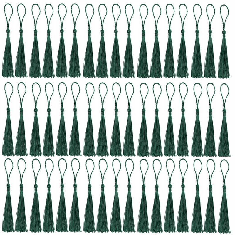 100Pcs Silky Tassels For DIY Craft Home DΓ©cor Handmade Bookmarks Tassels Dark Green