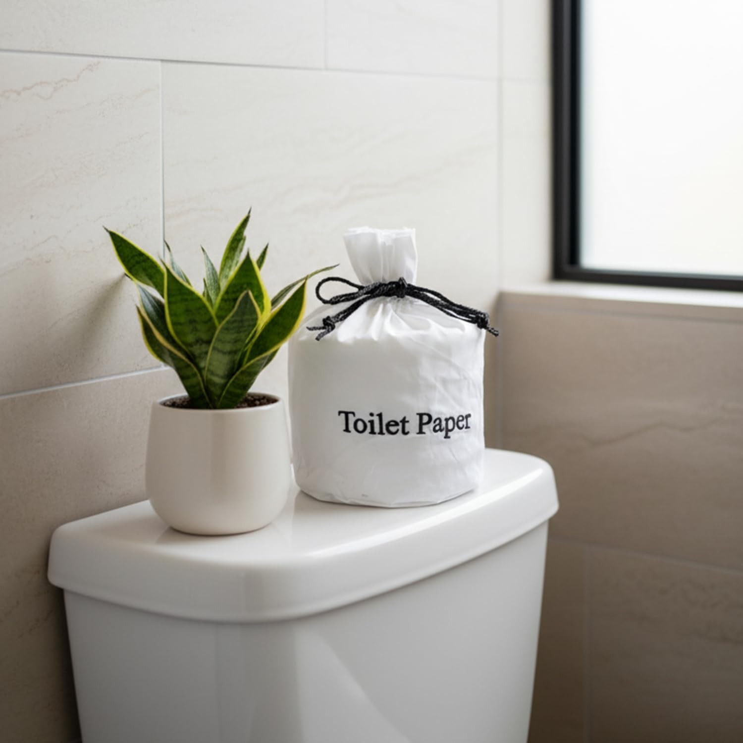 Toilet Paper Roll Cover - 9" x 5.5" Reusable Cotton Toilet Paper Cover with Drawstring Closure – Decorative Bathrooms Tissue Roll Holder Bag