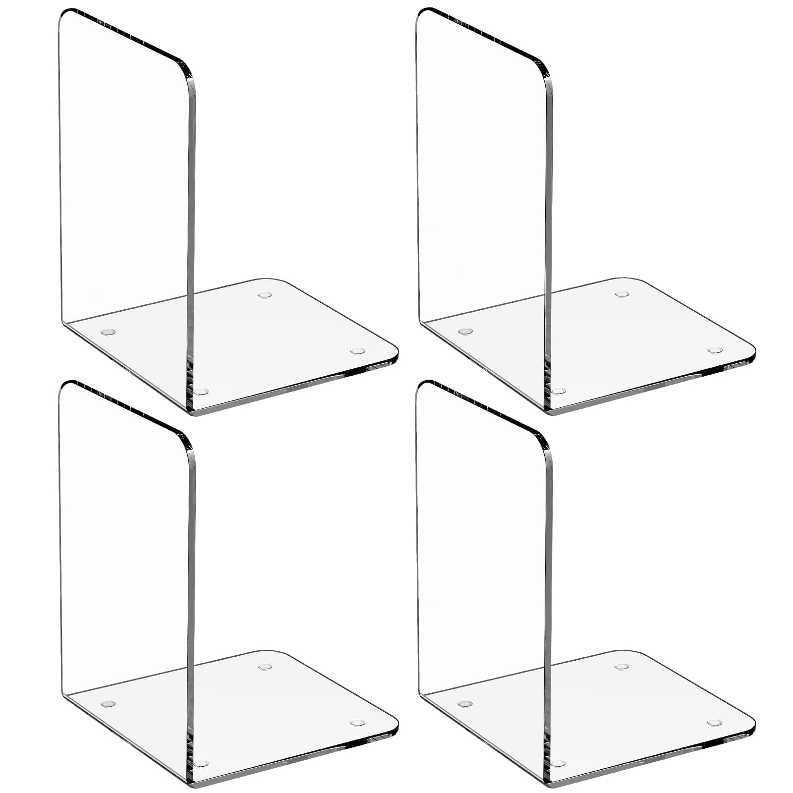 MaxGear Acrylic Bookends 2pair Clear Book Ends for Shelves Decorative & Black 8.5 in Extra Large Heavy Duty Metal Book Ends 2 Pairs