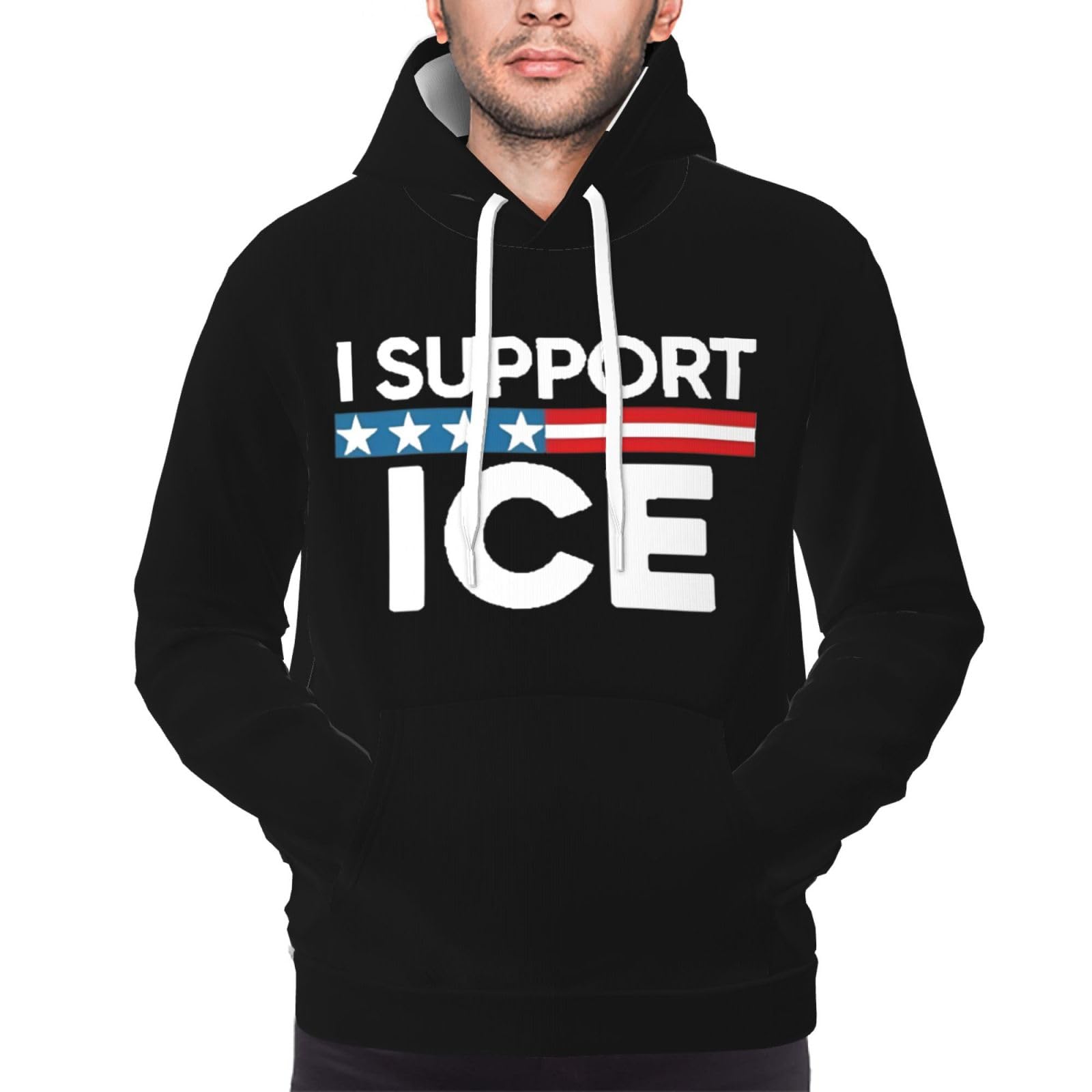 bamgen I Support Ice Hoodie for Men Women Long Sleeves Sweatshirt S: White 3X-Large