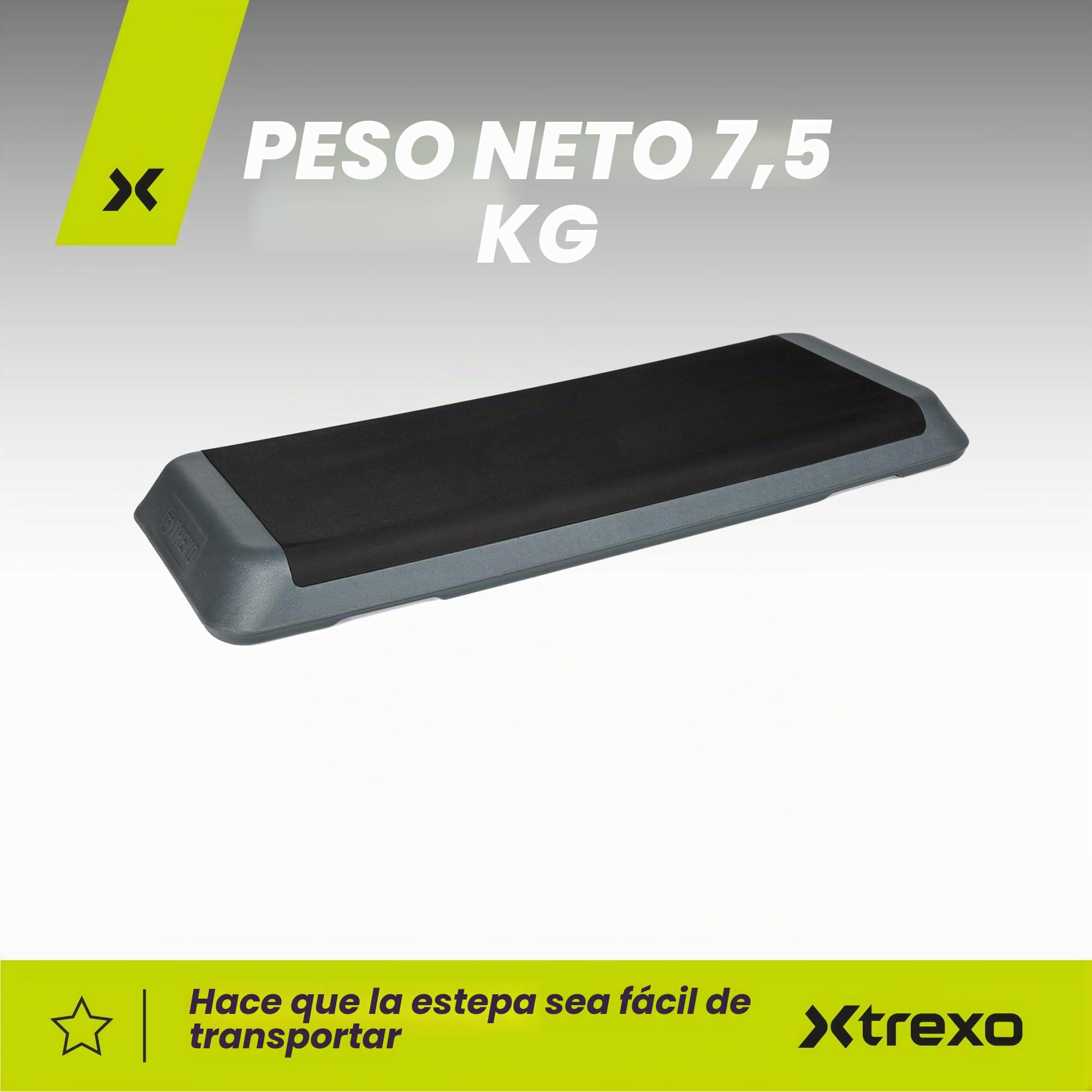 TREXO Aerobic Step para Ejercicios Cardio Fitness Altura Ajustable 10-15-20 cm Superficie Grande 109 x 41 cm Materiales Duraderos de Alta Calidad Entrenamiento Hasta 250 kg VERDE|NARANJA|MORADO