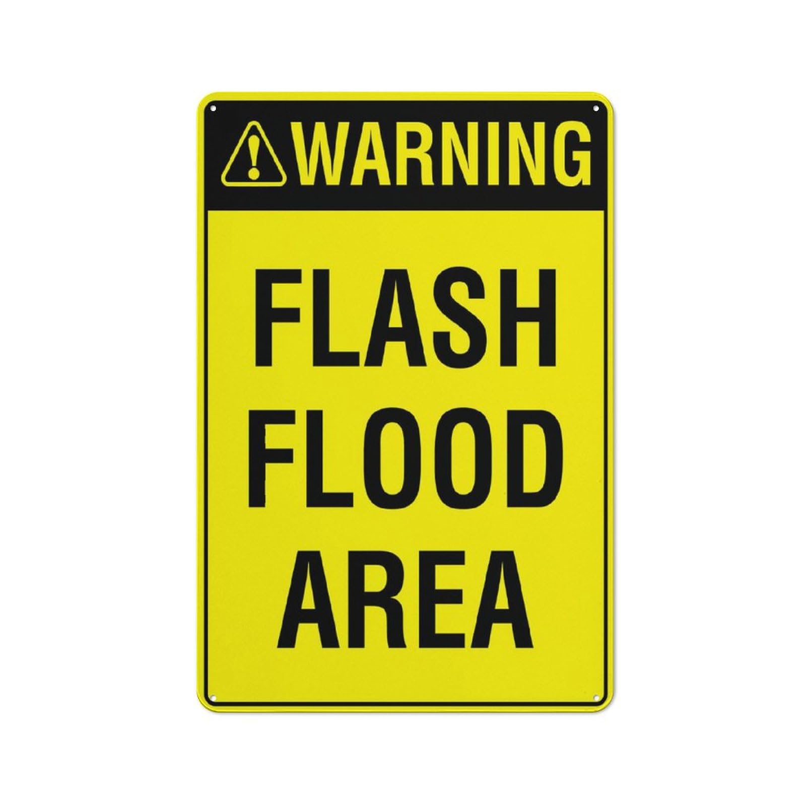 Warning - Flash Flood Area (Bright Yellow) Sign for House & Yard, 8x12 Inch Premium Aluminum, Sun-Proof, Rust-Free